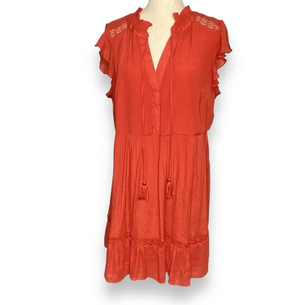 Indigo Rose Ruffle Mini Dress In Orange Women’s Size 2X - Picture 1 of 7